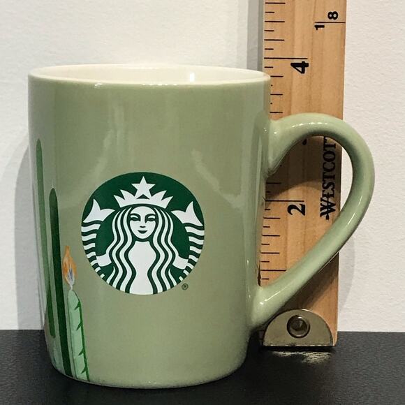 Starbucks Retro Avocado Sage Mint Green Candle Graphic Holiday Coffee Mug Cup - Picture 12 of 12